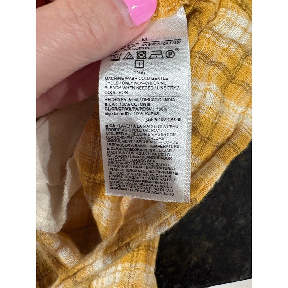 Old Navy Dress Womens Size M Yellow Plaid Flutter Sleeve V-Neck Tiered - Picture 10 of 10